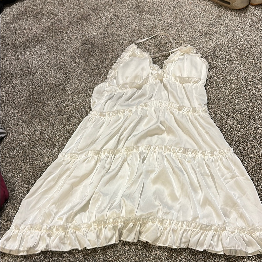 Elegant White Satin Nightgown